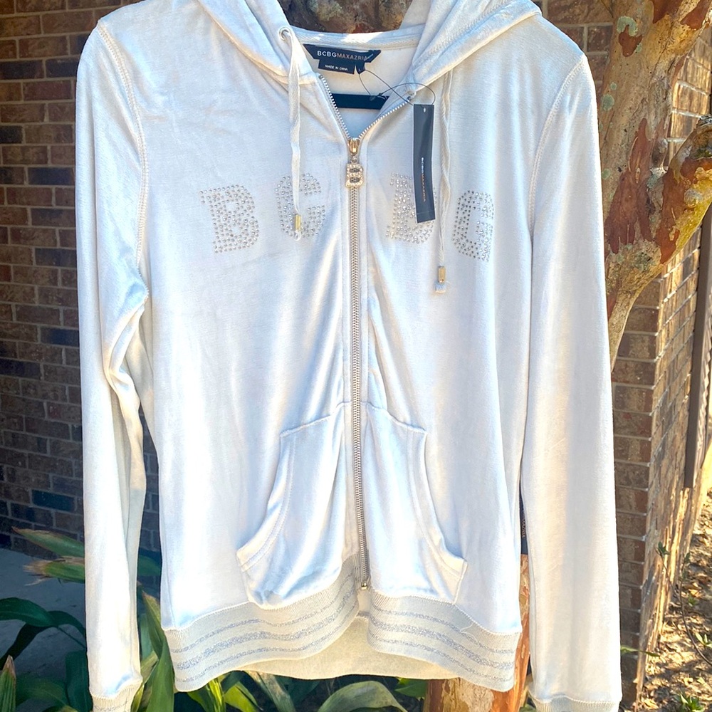 BCBG cloudburst ☁️ jacket with rhinestones NWT size L